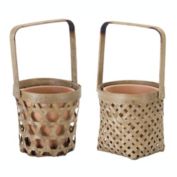 Melrose Home Decorative Basket/Pot Holder (Set of 6) 5"H Bamboo/Terra Cotta