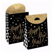 Big Dot of Happiness New Year&#39;s Eve - Gold - New Years Eve Gift Favor Bags - Party Goodie Boxes - Set of 12