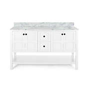 Contemporary Home Living 61" White Handcrafted Double Sink Bathroom Vanity