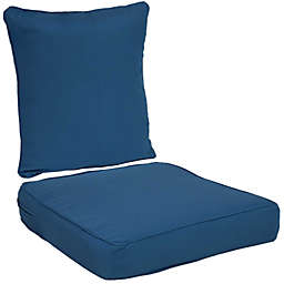 Sunnydaze Back and Seat Cushion Set for Outdoor Deep Seating - Blue
