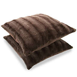 Cheer Collection Faux Fur Square Decorative Pillow 18x18 (Set of 2)