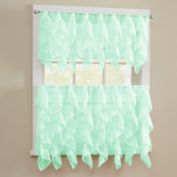 Sweet Home Collection   Sheer Voile Vertical Ruffle Window Kitchen Curtain, 24" Tier & Valance Set, Mint
