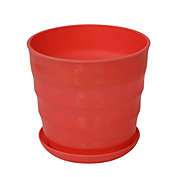 Unique Bargains Plastic Parterre Farm Home Round Design Flower Cactus Holder Planter Pot Tray Red, Modern Stylish Pots with Drainage Holes and Saucers in Garden & Outdoor