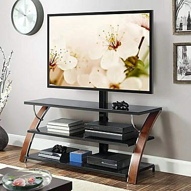 Whalen 3-in-1 Flat Panel TV Stand for TVs up to 65" in Brown Cherry. View a larger version of this product image.