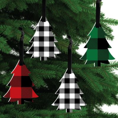 SANTA CLAUSE CHRISTMAS TREE ORNAMENT Free Standing Decor 8" Buffalo Plaid ✔ Details about   New 