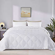 Unikome Lightweight 75% White Down Oversize Reversible Blanket with Sateen Trim in White, 90x90"