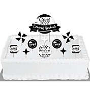 Big Dot of Happiness Black and White Grad - Best is Yet to Come - 2022 Grad Party Cake Decorating Kit - Congrats Graduate Cake Topper Set - 11 Pieces