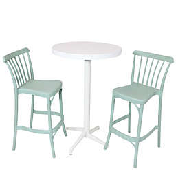 Sunnydaze All-Weather Woodway 3-Piece Indoor/Outdoor Pub Table and Barstool Set