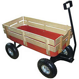 Kitcheniva  Classic Steel and Wood Pull Along Wagon, Red