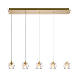 Elegant Lighting Luxurious Eren Adjustable Hanging 5 Lights Pendant for Living Room, Kitchen, Bedroom & Hallway, Gold