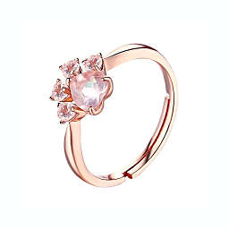 Maya's Grace Crystal Zircon Quartz Paw Print Ring Adjustable Jewelry Wedding Gift
