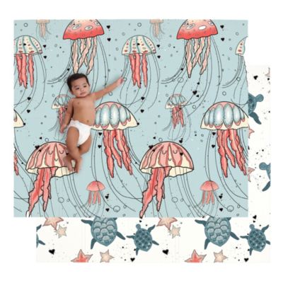 Jumpoff Jo Foam Padded Play Mat, For Babies Tummy Time, Seaside Design Foldable And Waterproof, Large, 70" X 59"