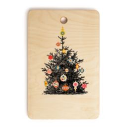 Deny Designs Showmemars Retro Decorated Christmas Tree Cutting Board Rectangle