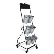 Cheungs Decorative Metal Rolling Cart With 6 Removable Metal Pots And Chalkboard