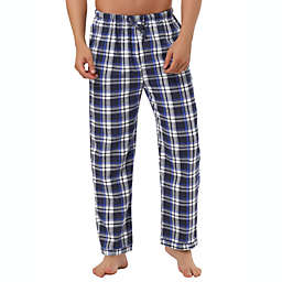 Lars Amadeus Men's Flannel Plaids Pajamas Pants With Pockets Blue White 36