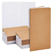 Paper Junkie 24 Pack Lined Kraft Paper Notebook Bulk Set, H5 Travel Journal Pack with 40 Sheets for Students, Travelers, Kids, Office Supplies (4 x 8 In)