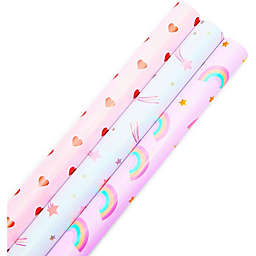 Sparkle and Bash Pink Wrapping Paper Roll (30 Inches x 16 Feet, 3 Rolls)