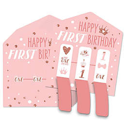 Big Dot of Happiness 1st Birthday Little Miss Onederful - Girl First Birthday Party Game Pickle Cards - Pull Tabs 3-in-a-Row - Set of 12