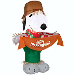 Gemmy Airblown Snoopy as Scarecrow Peanuts , 3.5 ft Tall, Multicolored