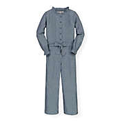Hope & Henry Girls&#39; Pintucked Button Front Jumpsuit (Chambray, 12-18 Months)