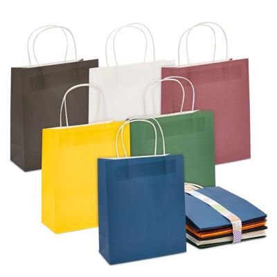 Blue Panda Rainbow Paper Gift Bags with Handles, 6 Colors Bulk Set (8.15 x 10 In, 36 Pack)