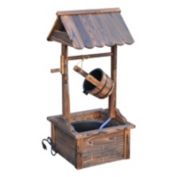 Outsunny Outdoor Accent Decorative Rustic Wishing Well Fountain