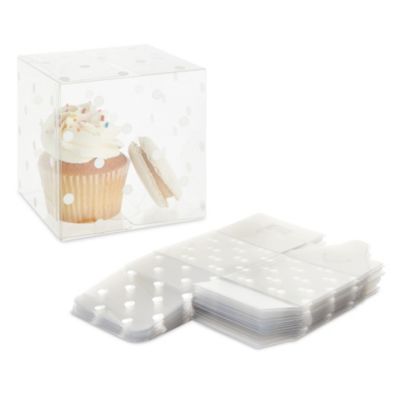 Presentation Box Clear Cup Cake Box Favour Box Acetate Box with Silver Base 5cm 