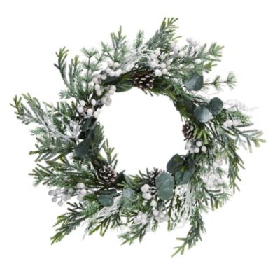 Contemporary Home Living 16.5" White Plastic Christmas Sparkling Wreath