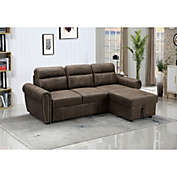 Contemporary Home Living 96" Ashton Brown Polished Microfiber Sleeper Sectional Sofa with Reversible Storage Chaise