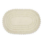 Contemporary Home Living 21" x 21" Off White Oval Home Accessories Large Crochet Reversible Bath Mat