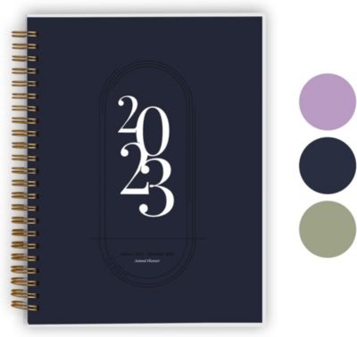 Rileys 2023 Weekly Planner - Annual Weekly & Monthly Agenda Planner, Jan - Dec 2023, Flexible Cover, Notes Pages, Twin-Wire Binding (8 x 6-Inches, Midnight Blue)