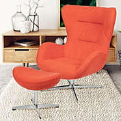Flash Furniture Orange Fabric Swivel Wing Chair and Ottoman Set