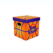 Space Jam  A New Legacy Orange 15-Inch Foldable Storage Bin Chest with Lid   Fabric Basket Container, Cube Organizer with Handles   Brown Cubby Cube, Closet Organizer   Sports Basketball Gifts