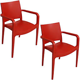 Sunnydaze Landon Plastic Dining Armchair - Red - 2-Pack