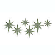 Zeckos Set of 6 Mid-Century Modern Galvanized Zinc Finish 8 Pointed Compass Star Wall Hangings