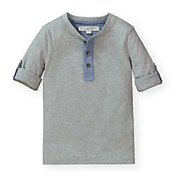 Hope & Henry Baby Boys' Henley Tee with Rolled Sleeves, Gray Heather, 3-6 Months