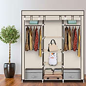 Kitcheniva Closet Wardrobe Clothes Rack Storage Beige