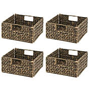 mDesign Hyacinth Kitchen Storage Basket with Handles, 4 Pack