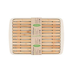 BAMBOO CUTTING BOARD WITH BAMBOO FIBRE TRAY-WHITE