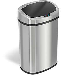 iTouchless Stainless Steel Oval Sensor Trash Can with AbsorbX Odor Filter 13 Gallon Silver