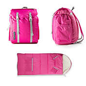 Mimish Sleep-N-Pack, 37 F Packable Kid&#39;s Sleeping Bag & Backpack, Outdoor Rated, Hibiscus Pink/Coconut White, Kids (7-12 yrs)