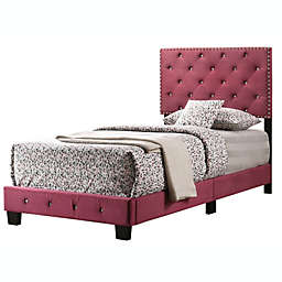 Passion Furniture Wooden Suffolk Cherry Twin Panel Bed with Slat Support
