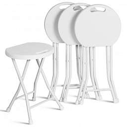 Costway-CA Set of 4 18 Inch Collapsible Round Stools with Handle