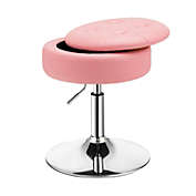 Slickblue Adjustable 360° Swivel Storage Vanity Stool with Removable Tray-Pink