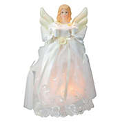 Kurt Adler 10" Lighted White Floral Angel Christmas Tree Topper - Clear Lights