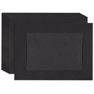 Juvale Paper Picture Frames - 50-Pack DIY Black Paper Photo Mats Photo Frame Picture Holder - Ideal for Inserting and Sending Memorable Documents, DIY Wall Decorations, Holds 4 x 6 Inches Inserts. View a larger version of this product image.