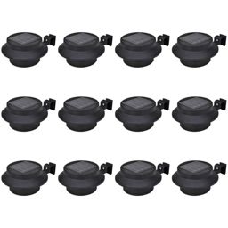 Home Life Boutique Outdoor Solar Fence Lamps 12 pcs LED Black
