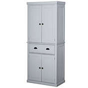 HOMCOM 72" Traditional Freestanding Kitchen Pantry Cabinet Cupboard with Doors and 3 Adjustable Shelves, Grey