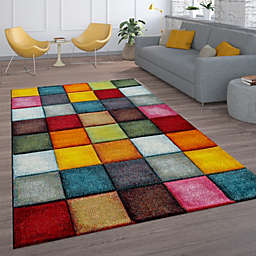 Paco Home Colorful Living Room Rug with geometric Squares, Multi-Colored