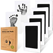 KeaBabies 4pk Inkless Hand and Footprint Kit, Ink Pad for Baby Hand and Footprints, Mess Free Baby Imprint Kit (Jet Black)